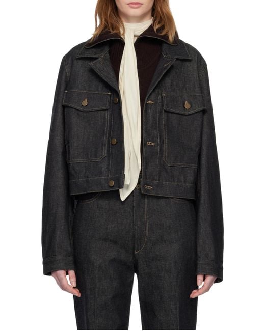 Lemaire Black Button-Fastening Patch-Pocket Denim Jacket