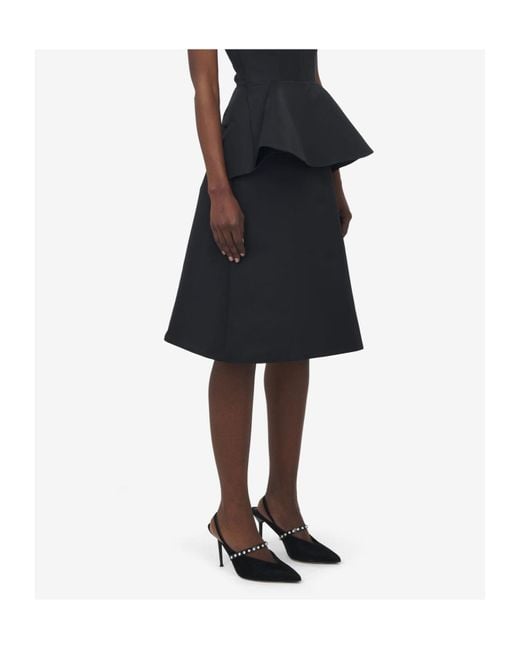 McQueen Black Duchess Midi Skirt