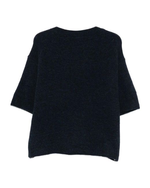 Closed Blue Short-Sleeve Crew-Neck Sweater