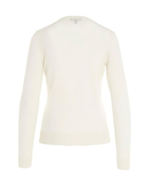 Theory White Long-Sleeved Crewneck Jumper