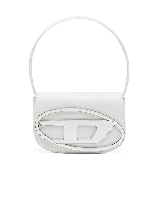 DIESEL White 1Dr Logo Plaque Shoulder Bag