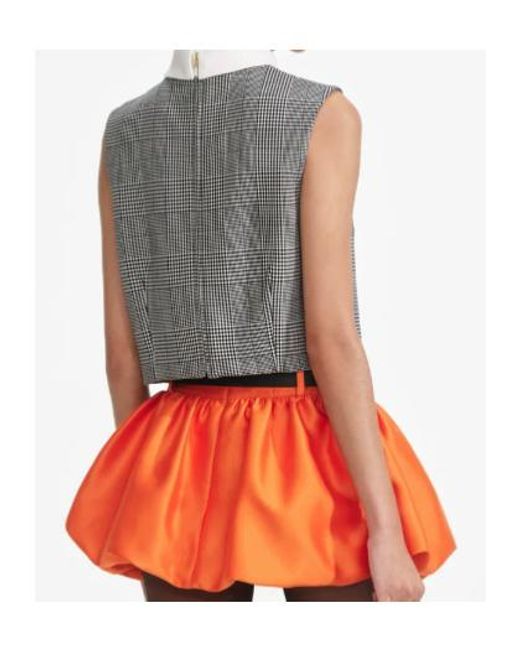 Self-Portrait Gray Checked Cropped Vest