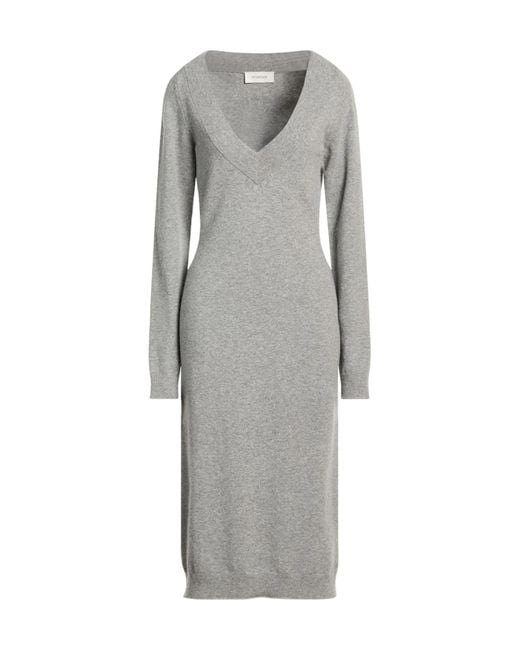 Sportmax Gray Long Sleeve V-Neck Dress