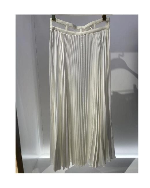 Dior White Christian Pleated High Waist Midi Skirt