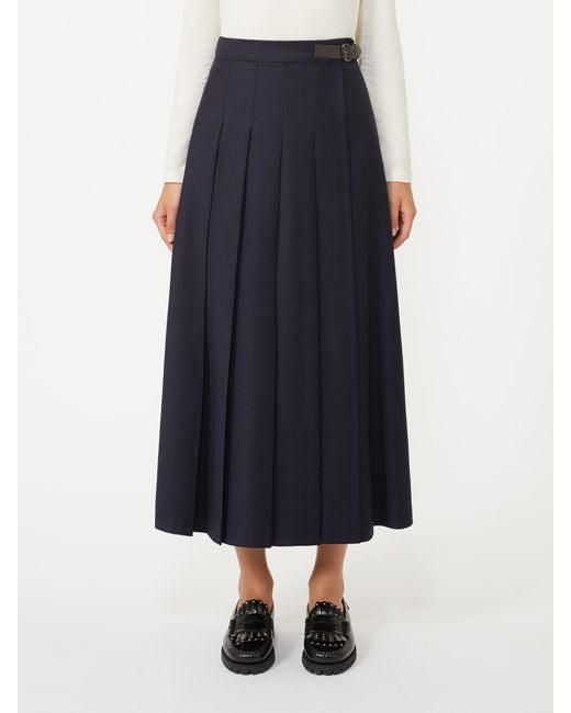 Weekend by Maxmara Blue Fastoso Pleated Midi Skirt