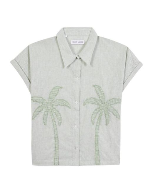 Maison Labiche Gray Palm Trees Surville Shirt