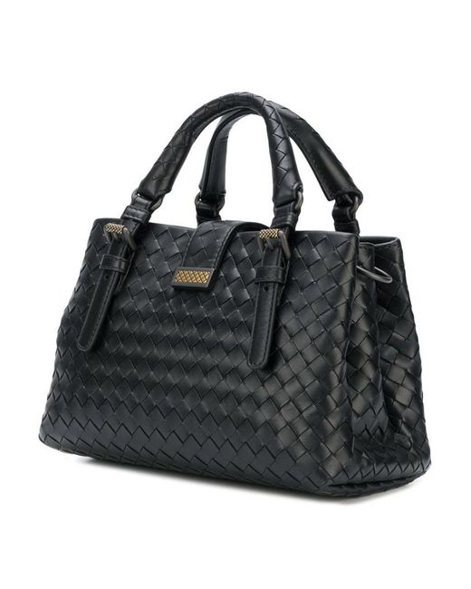 Bottega Veneta Black Nero Intrecciato Calf Mini Roma Bag
