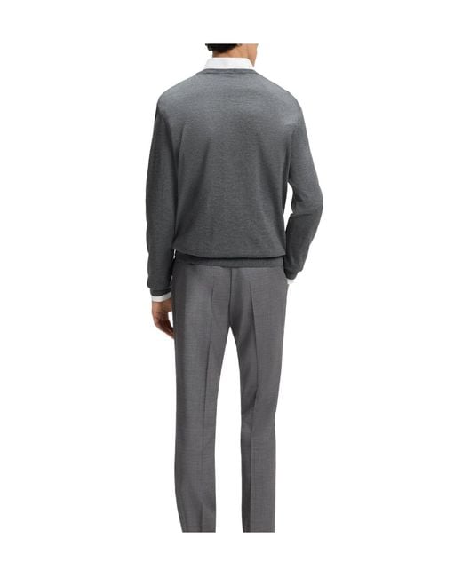 Boss Gray V-Neck Knit Sweater for men