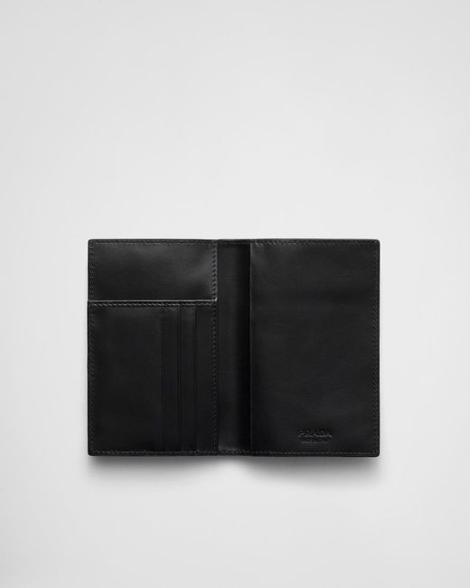 Prada Black Leather Passport Holder for men
