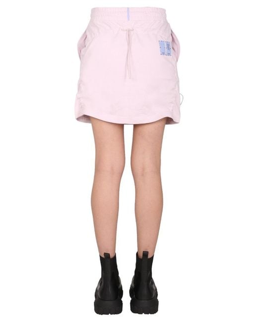 McQ Alexander McQueen Pink Logo Patch Mini Skirt