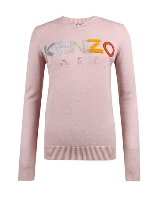 KENZO Pink Colored Letter Logo Knitted Pullover
