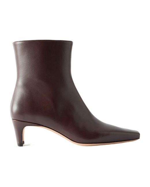 Staud Brown Wally Leather Ankle Boots