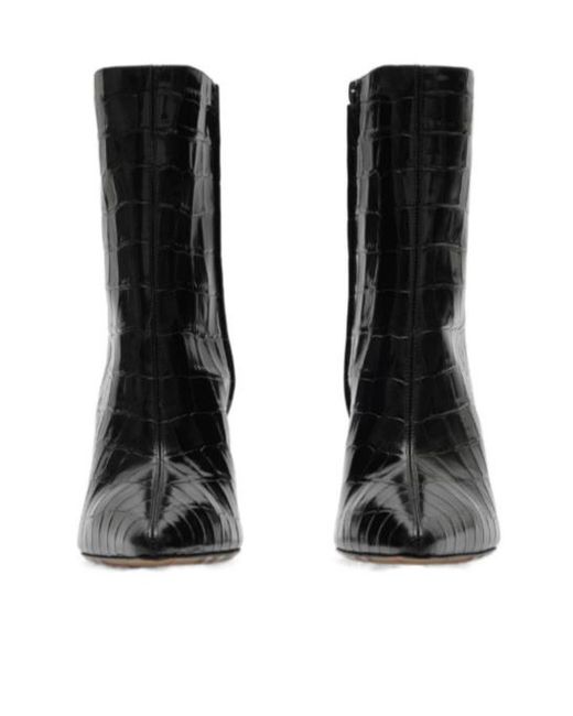 Burberry Black Crocodile-Effect Leather Dame Ankle Boots
