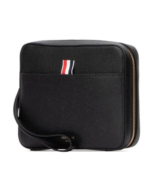 Thom Browne Black Zipped Pouch Bag for men