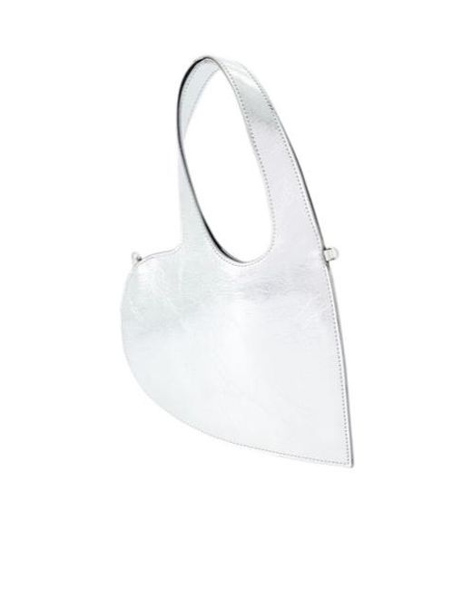 Coperni White Metallic Effect Mini Heart Tote Bag