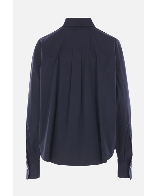Brunello Cucinelli Blue Monili Detail Curved Hem Shirt