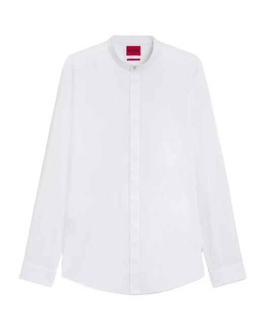 Boss White Mandarin Collar Shirt for men