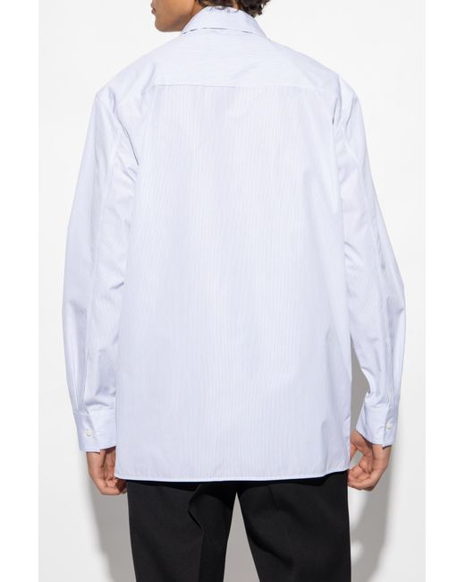 Jil Sander White Striped Long-Sleeved Shirt for men