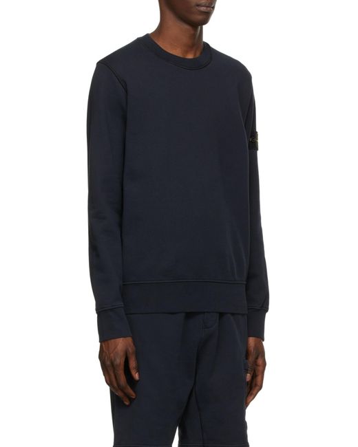 Stone Island Blue Compass Patch Crewneck Sweatshirt for men