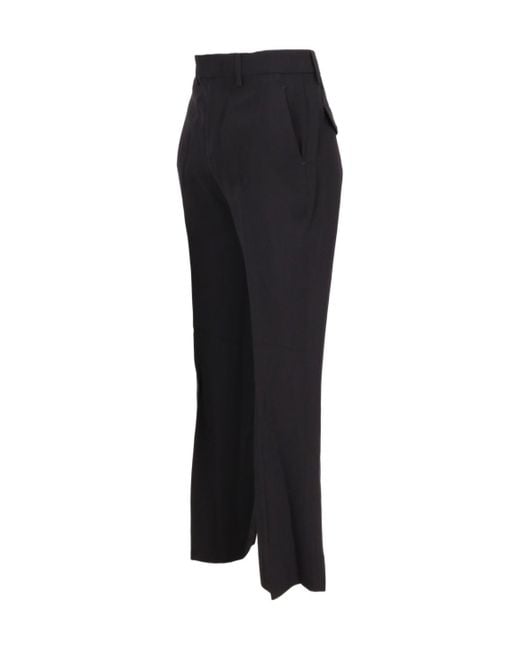 Ann Demeulemeester Black Straight-Leg Tailored Trousers
