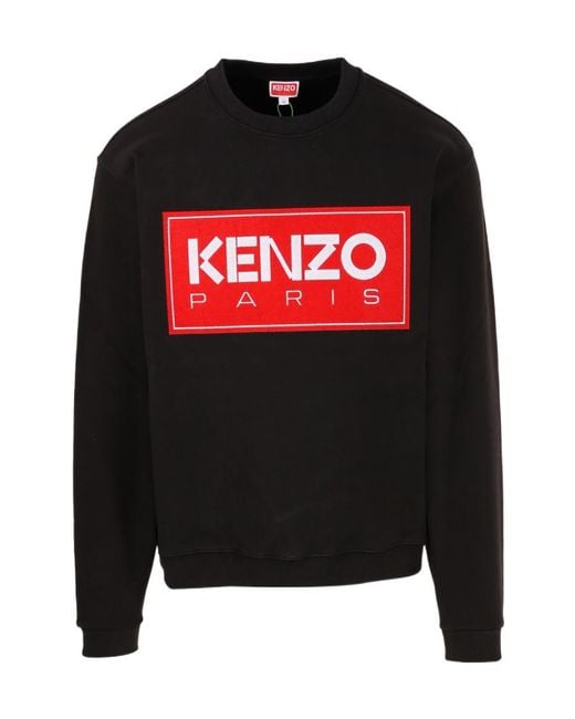KENZO Red Logo Patch Ribbed Crewneck Sweatshirt for men