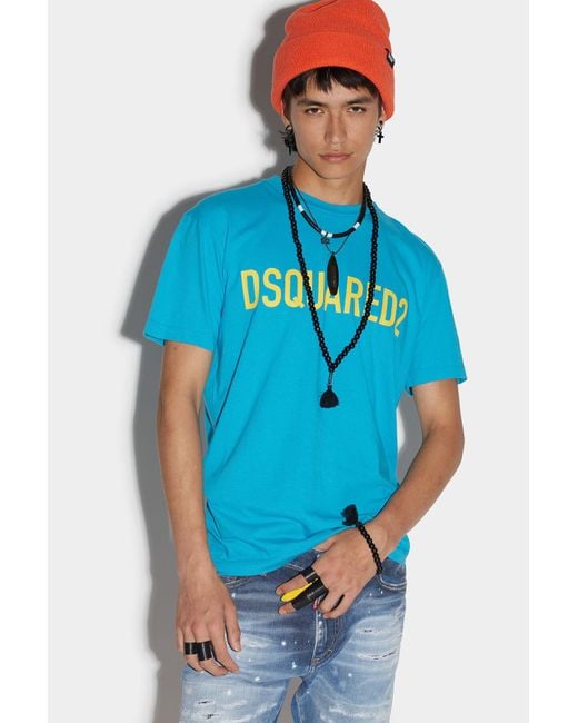 DSquared² Blue Logo Printed Crewneck T-Shirt for men