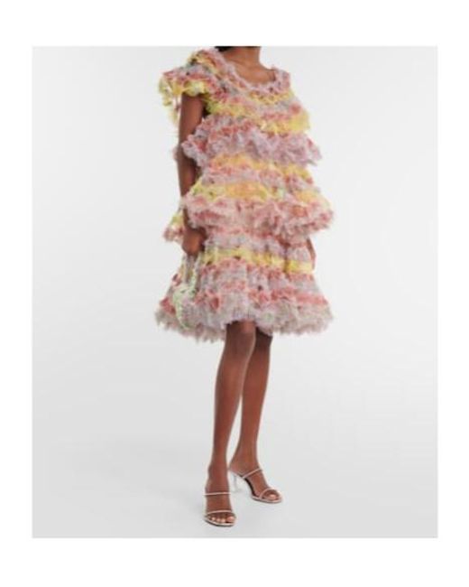 SUSAN FANG Pink Tiered Midi Dress