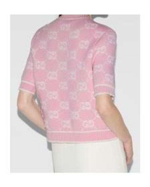 Gucci Pink Jacquard Knit T-Shirt