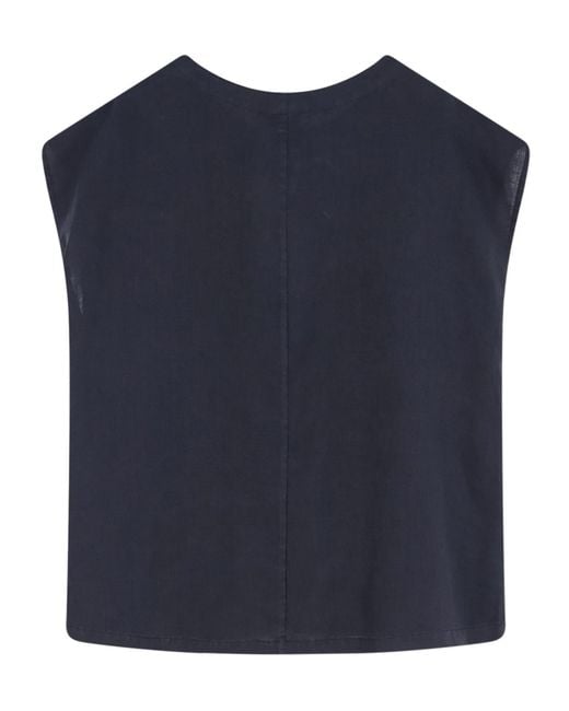 Aspesi Blue Lace-Up Sleeveless Top