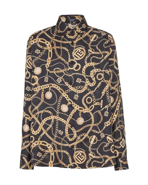 Balmain Multicolor Silk Chain Print Shirt for men