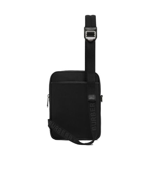 Burberry Black Kieran Logo Printed Shoulder Bag for men
