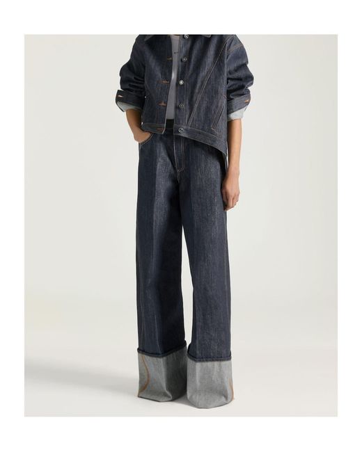 Givenchy Blue Cuffed Hem Wide-Leg Jeans