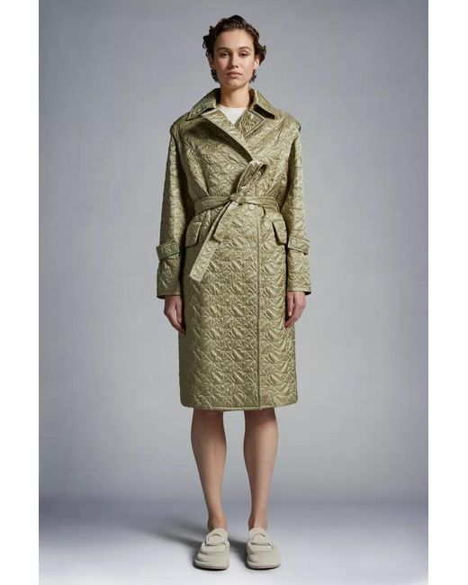 Moncler Green Samare Belted Quilted Coat