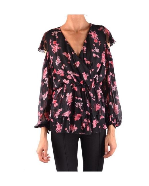 Pinko Red Logo Long-Sleeved Blouse