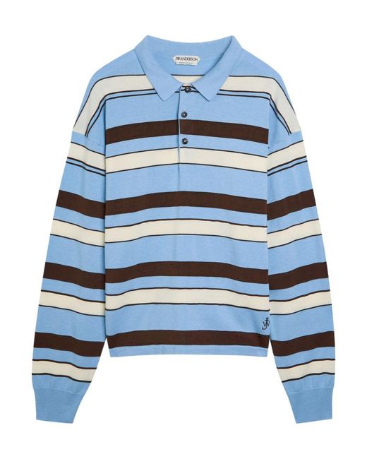 J.W. Anderson Blue Striped Knit Polo Shirt for men