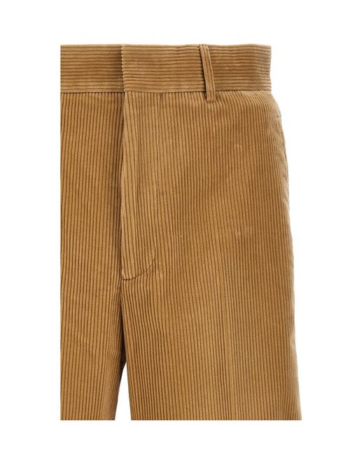 Palm Angels Natural Side Stripe Detailed Corduroy Pants for men