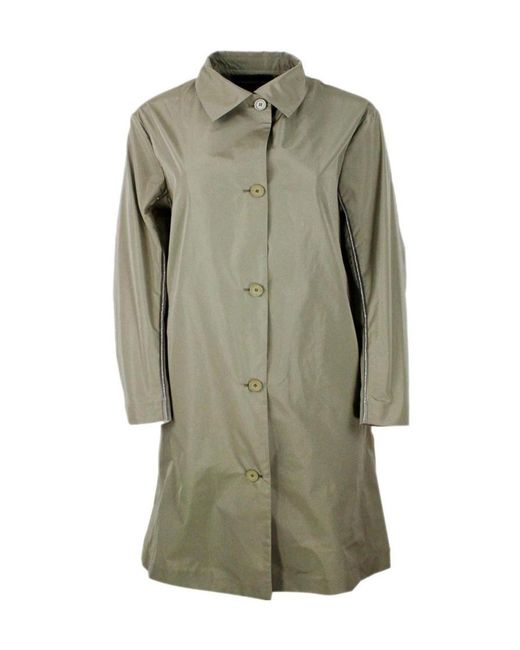 Fabiana Filippi Green Embellished-Trim Buttoned Coat