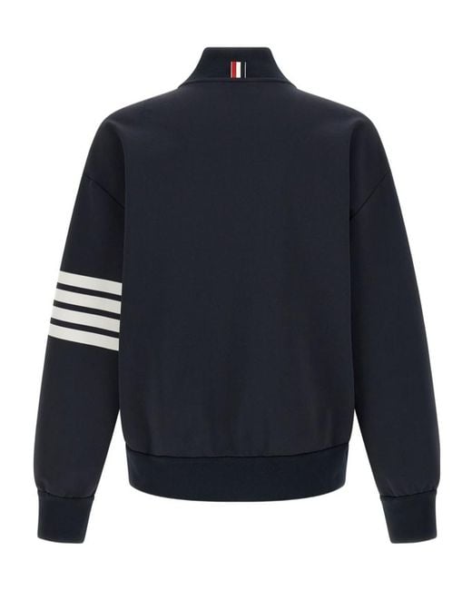 Thom Browne Blue Striped Zip-Up Bomber Jacket for men
