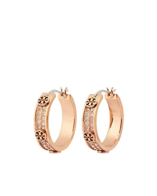 Tory Burch Pink Pavé Hoop Earrings