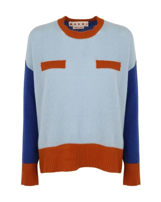 Marni Blue Round Neck Cashmere Sweater