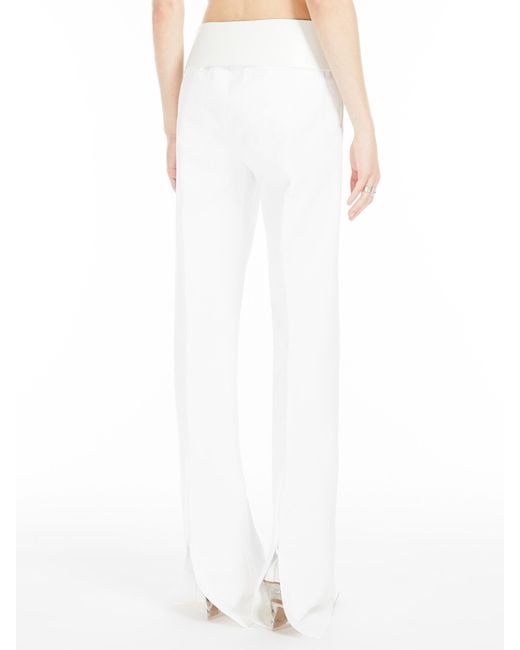 Sportmax White Abbono Pleat Detailed Straight Leg Trousers
