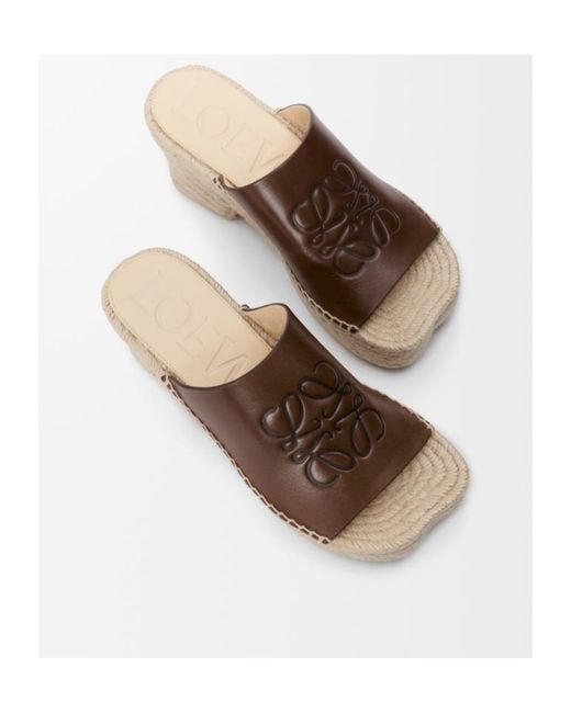 Loewe Brown Petal Espadrille Platform Slides