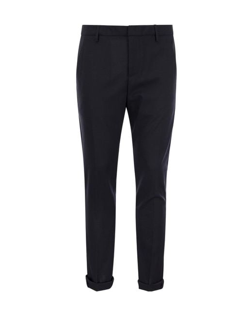 Dondup Blue Cuffed Slim Fit Pants for men