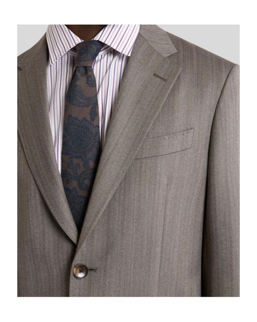 Etro Gray Single-Breasted Wool Suit With Chevron Stripes for men