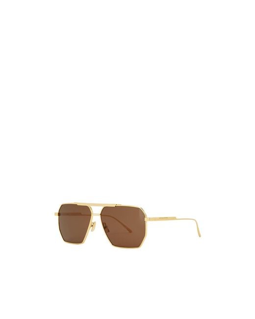 Bottega Veneta White Tone Aviator-Style Sunglasses