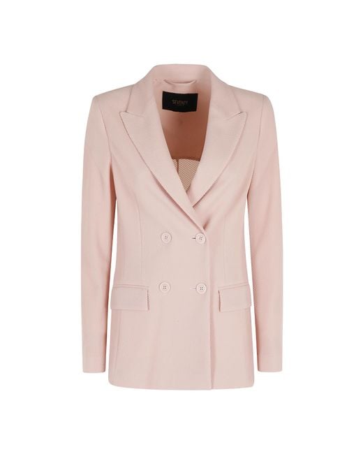 Seventy Pink Double-Breasted Suit Jacket