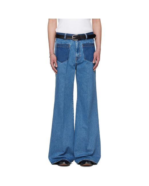Lu'u Dan Blue Bruce Lee X Collaboration Nocturnal Flare Jeans for men
