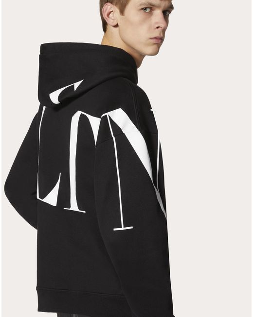 Valentino Black Rear Logo-Print Hoodie for men
