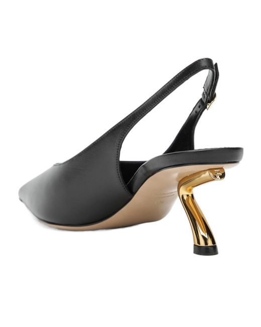 Ferragamo Brown S-Shaped Heel Slingback Pumps