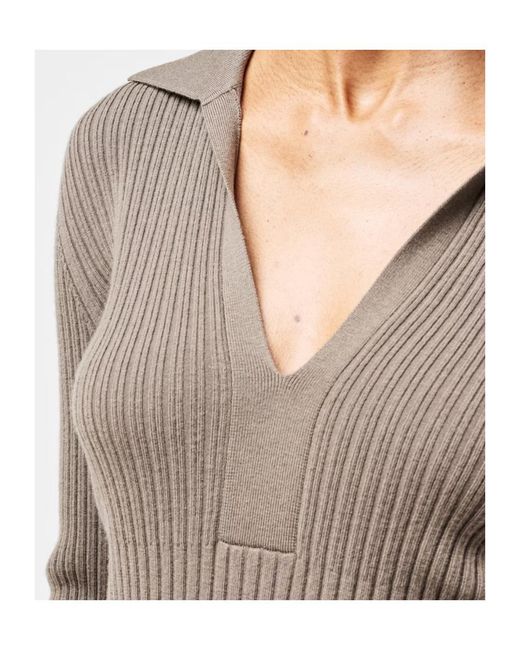 Joseph Brown Long-Sleeved Ribbed Sweater